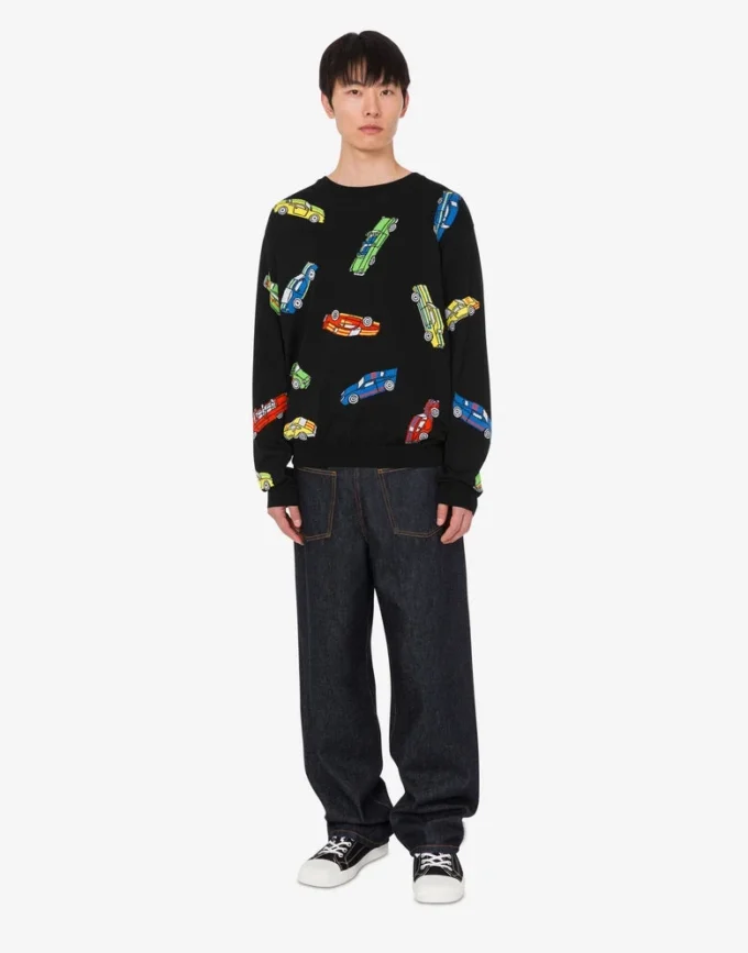 Pure cotton intarsia pullover