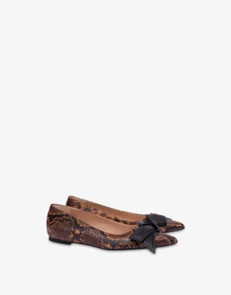 Python print calfskin ballet flats