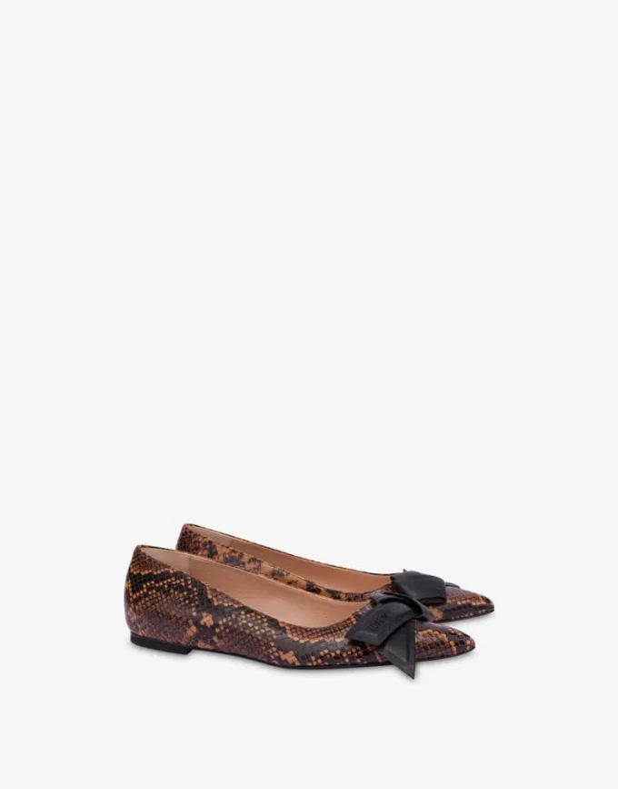 Python print calfskin ballet flats