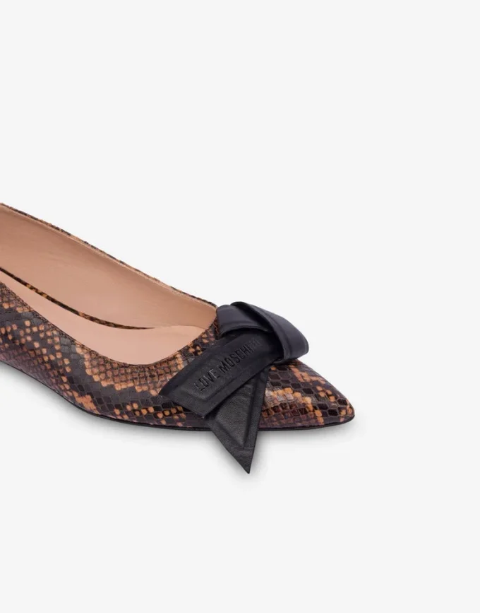 Python print calfskin ballet flats