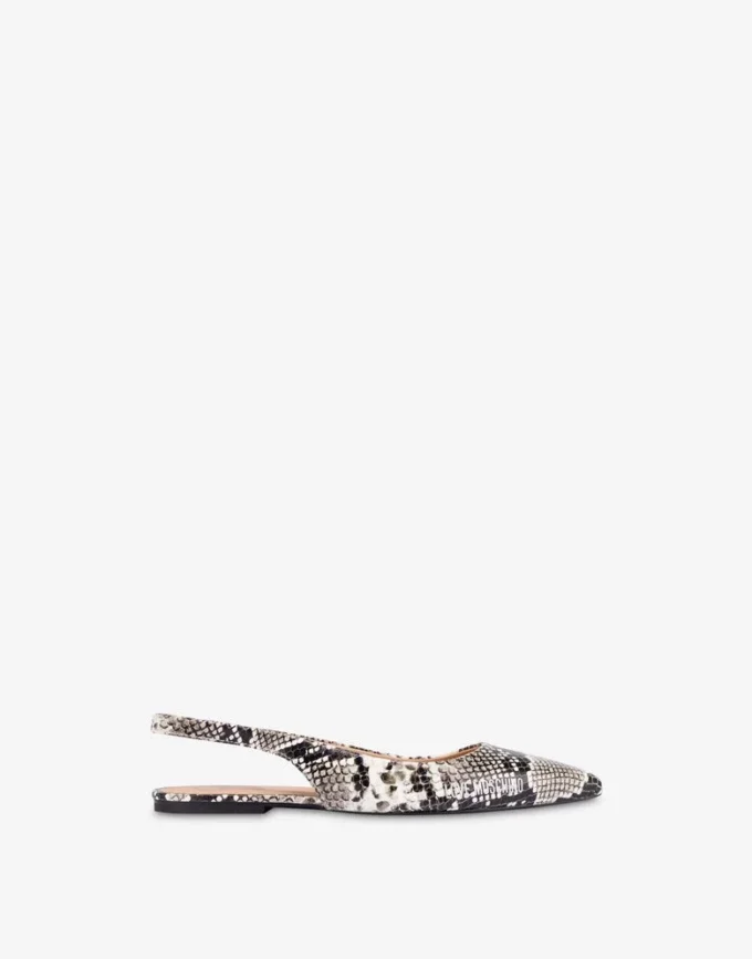 Python print calfskin slingback ballet pumps