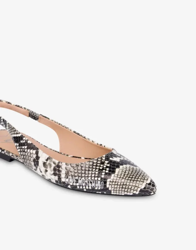 Python print calfskin slingback ballet pumps