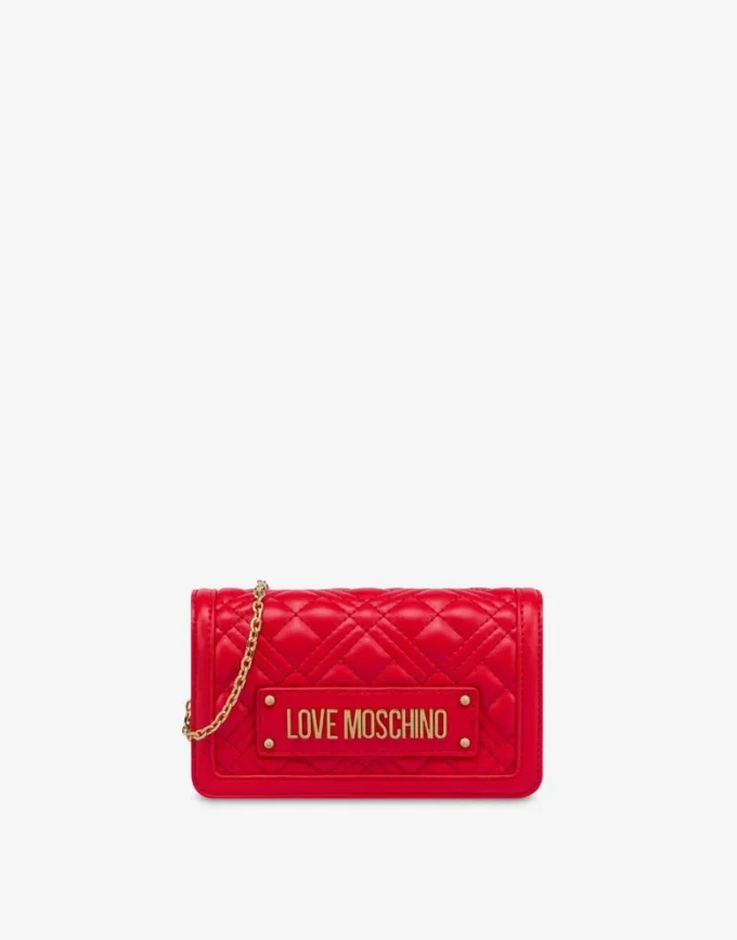 Quilted Chain Wallet Lettering Logo