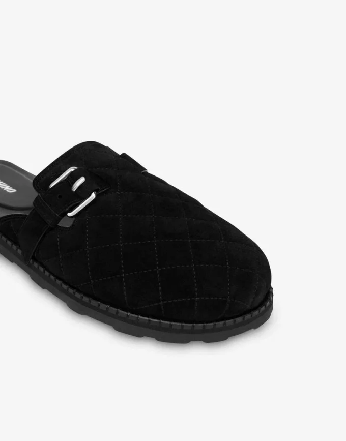 Quilted suede sabot