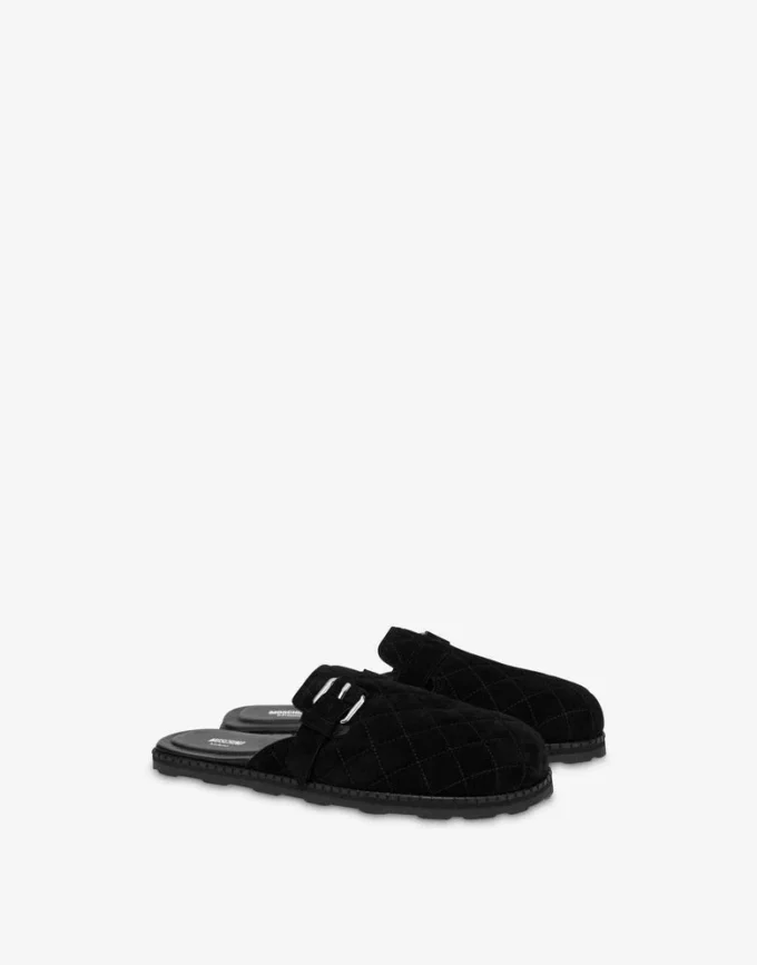 Quilted suede sabot