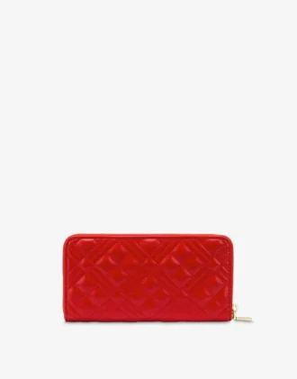 Quilted zip around wallet with logo embroidery Quilted zip around wallet with logo embroidery