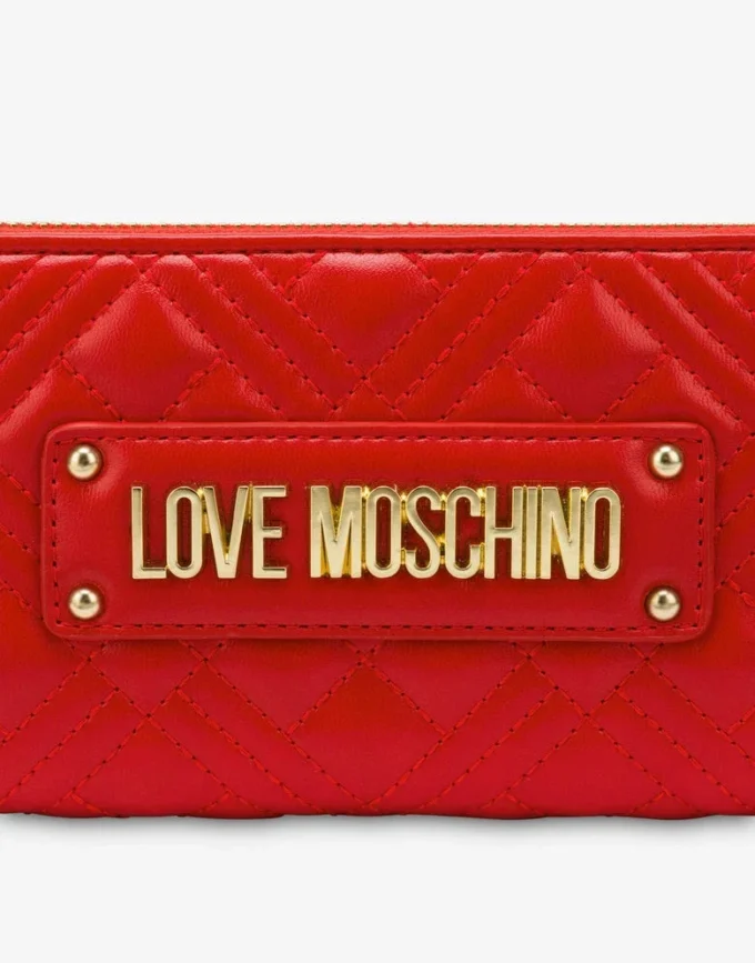 Quilted zip around wallet with logo embroidery Quilted zip around wallet with logo embroidery