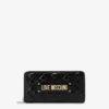 Quilted zip around wallet with logo embroidery Quilted zip around wallet with logo embroidery