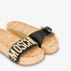 Sandals in calfskin and wood