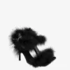 Satin sandals with feathers