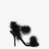 Satin sandals with feathers