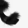 Satin sandals with feathers