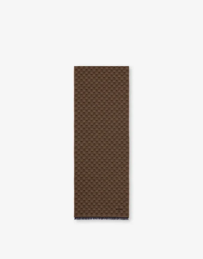 Scarf with all-over Double Question Mark detail