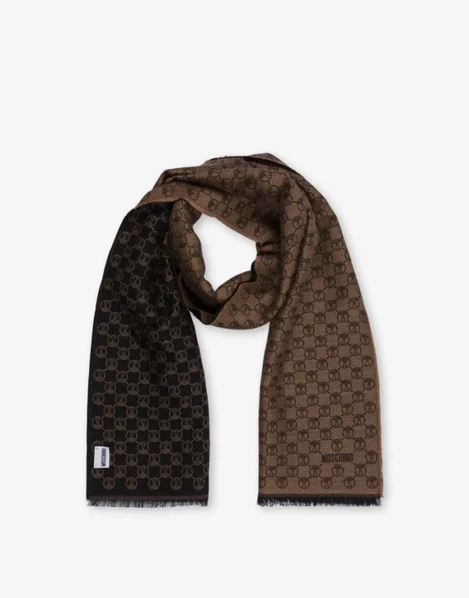 Scarf with all-over Double Question Mark detail