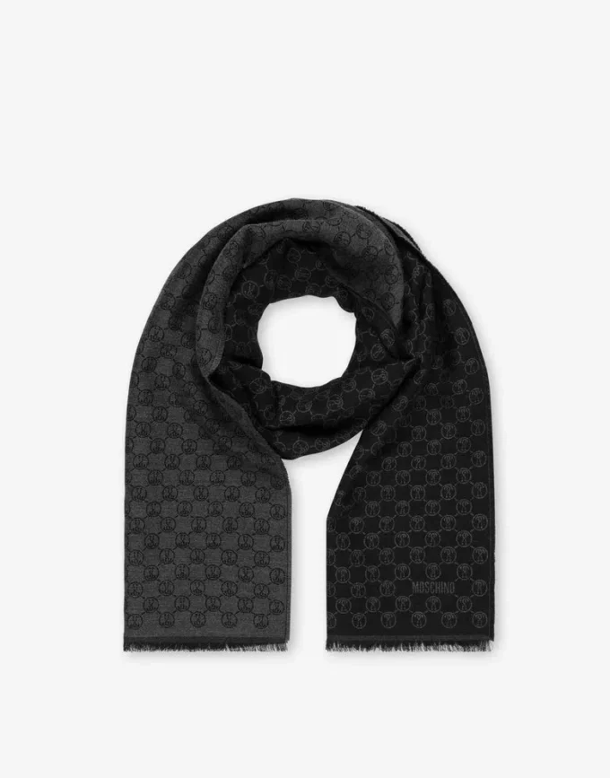 Scarf with all-over Double Question Mark detail