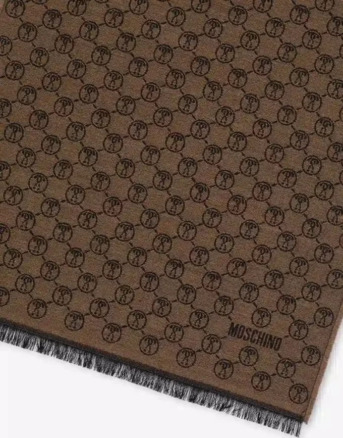 Scarf with all-over Double Question Mark detail