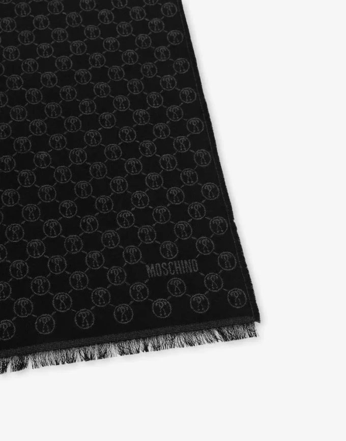 Scarf with all-over Double Question Mark detail