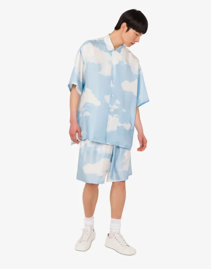 Silk twill bermuda shorts Archive Clouds