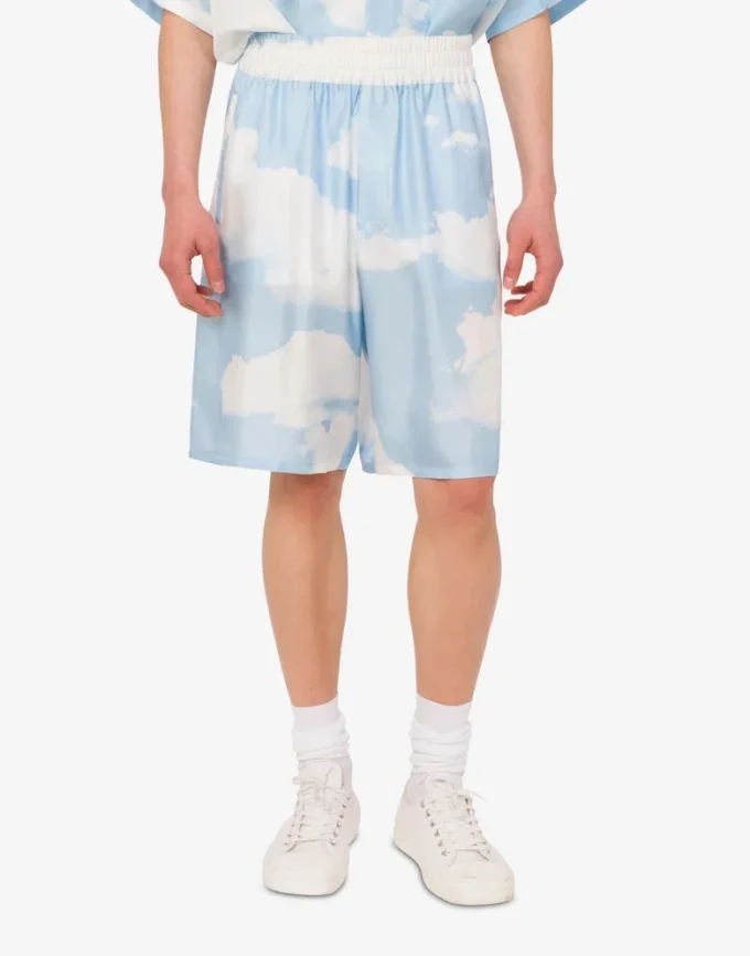 Silk twill bermuda shorts Archive Clouds