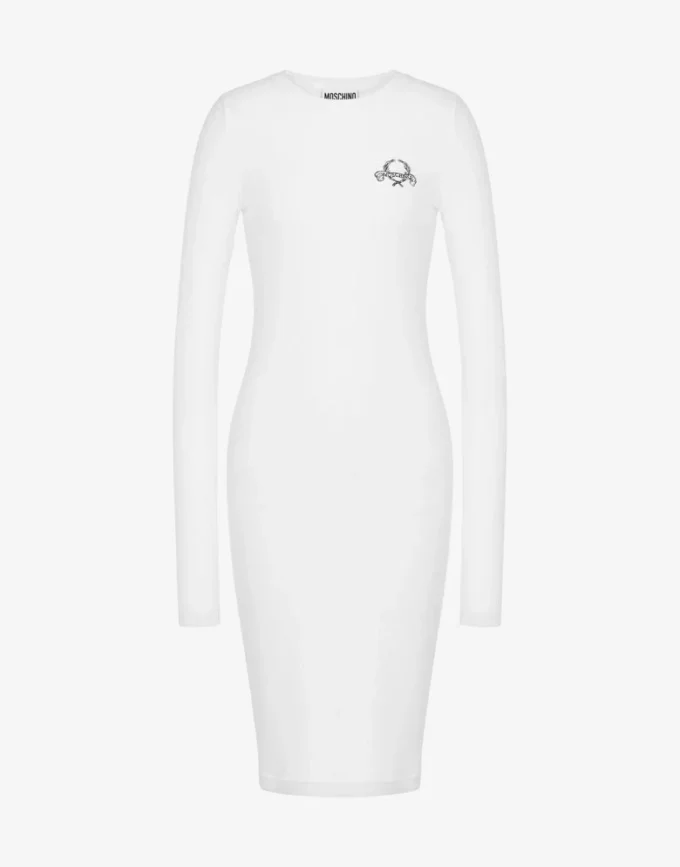 Stretch Cotton Dress Laurel Crown Logo