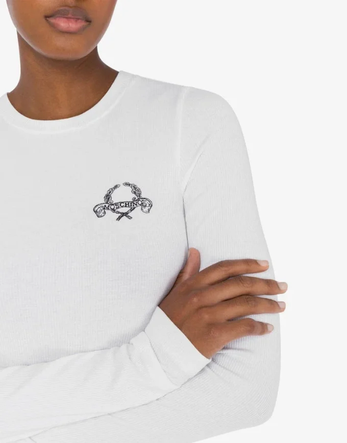 Stretch Cotton Dress Laurel Crown Logo