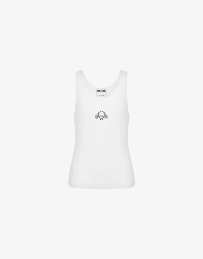 Stretch Cotton Tank Top Laurel Crown Logo