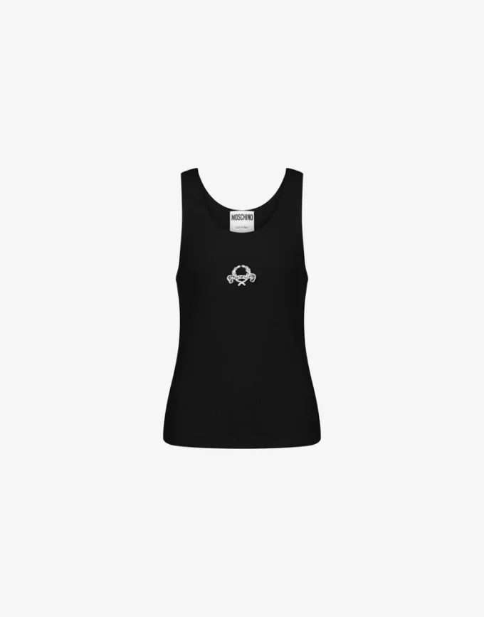 Stretch Cotton Tank Top Laurel Crown Logo