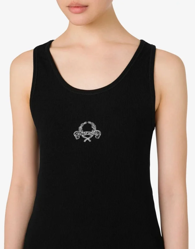 Stretch Cotton Tank Top Laurel Crown Logo