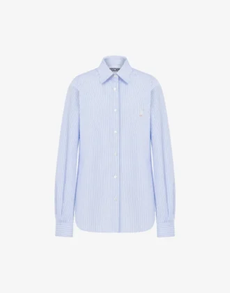 Striped Poplin Shirt Goose Embroidery
