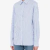 Striped Poplin Shirt Goose Embroidery