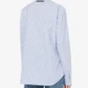 Striped Poplin Shirt Goose Embroidery