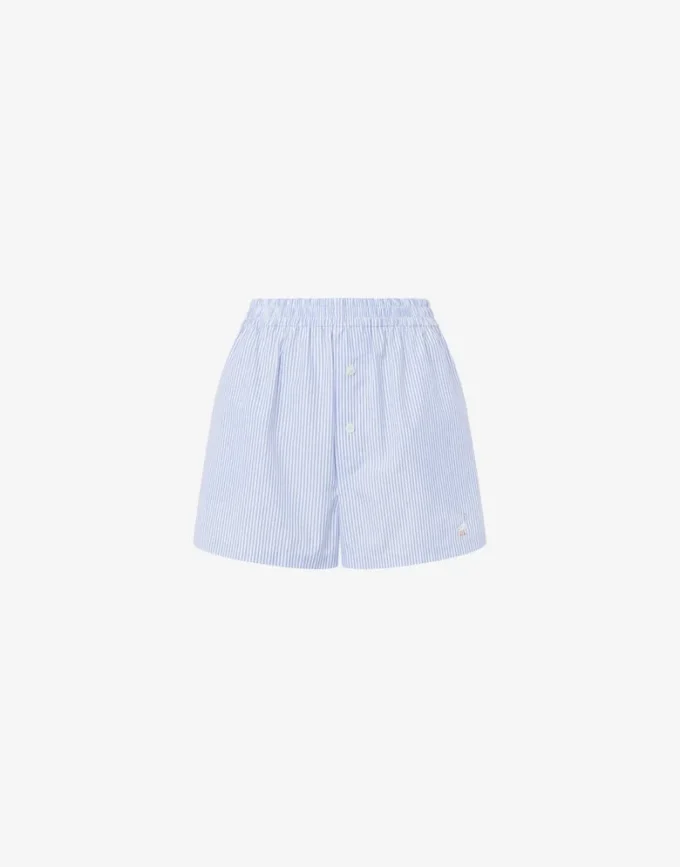 Striped Poplin Shorts Goose Embroidery Striped Poplin Shorts Goose Embroidery