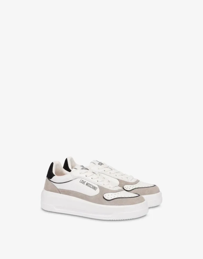 Suede and calf leather sneakers