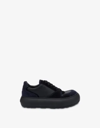 Suede and calfskin trainers