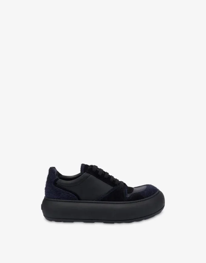 Suede and calfskin trainers