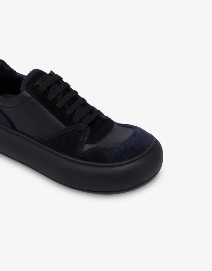 Suede and calfskin trainers