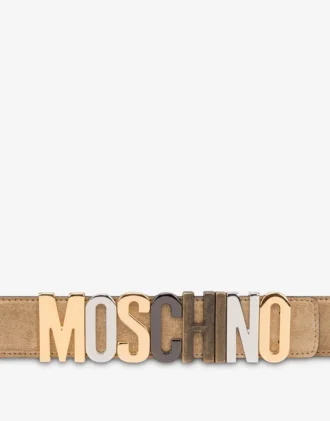 Suede Mixed Lettering Logo Belt