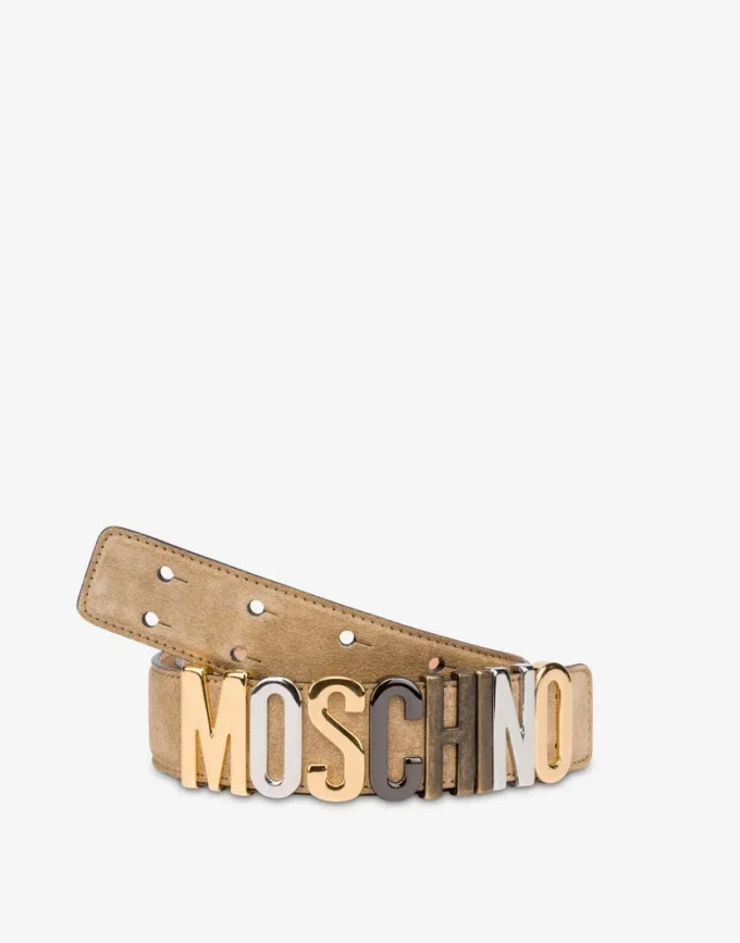 Suede Mixed Lettering Logo Belt