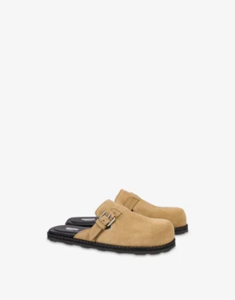 Suede sabot with strap Suede sabot with strap