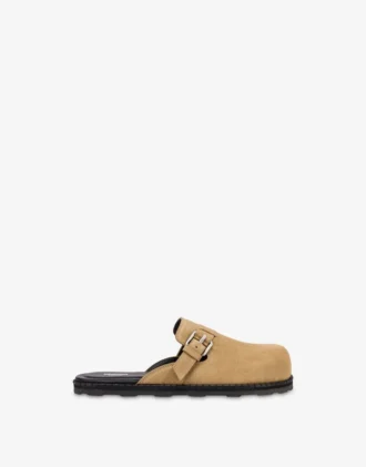 Suede sabot with strap Suede sabot with strap