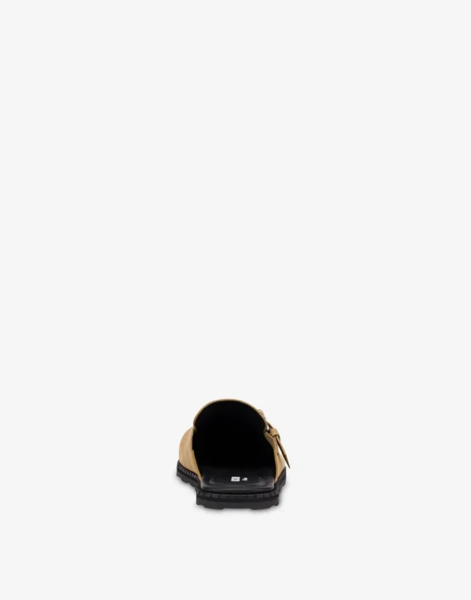 Suede sabot with strap