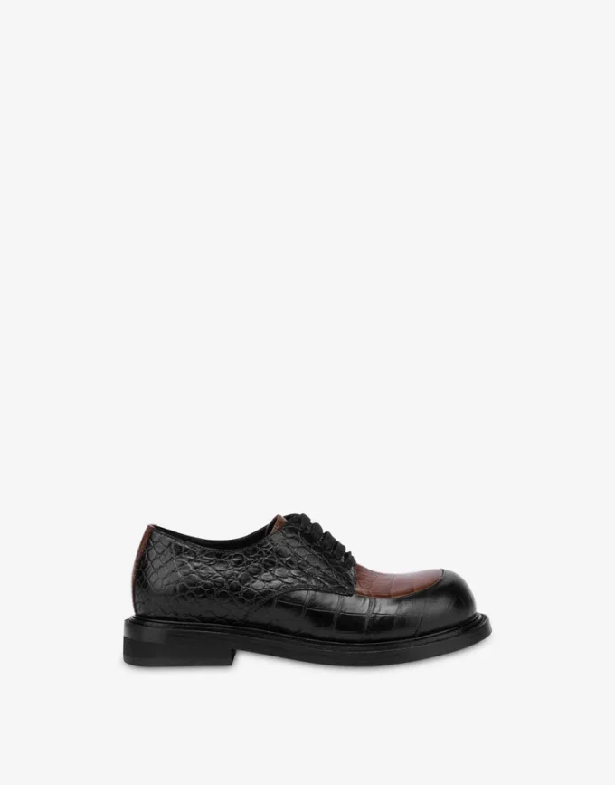 Two-tone brushed calfskin derby