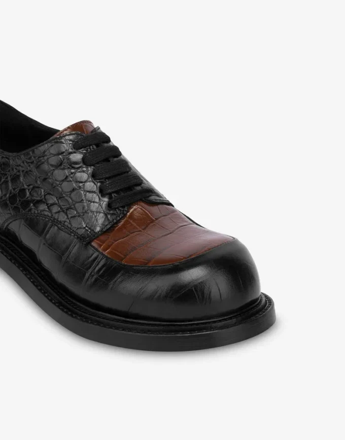 Two-tone brushed calfskin derby