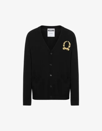 Wool and Cashmere Cardigan Laurel Crown Embroidery