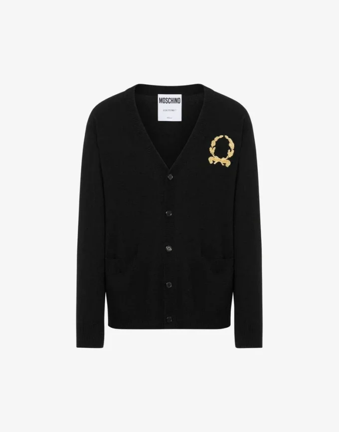 Wool and Cashmere Cardigan Laurel Crown Embroidery Wool and Cashmere Cardigan Laurel Crown Embroidery