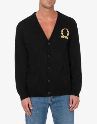 Wool and Cashmere Cardigan Laurel Crown Embroidery
