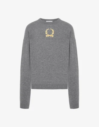 Wool and Cashmere Pullover Laurel Crown Embroidery
