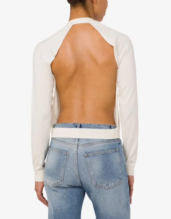Wool Sweater Golden M with Cut-Out