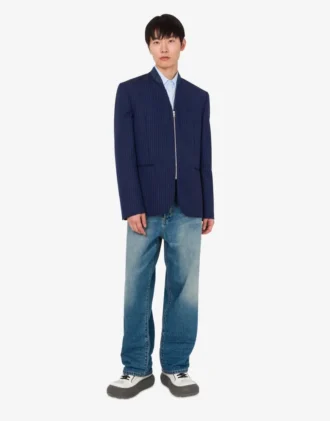 Yarn-dyed pinstriped wool jacket