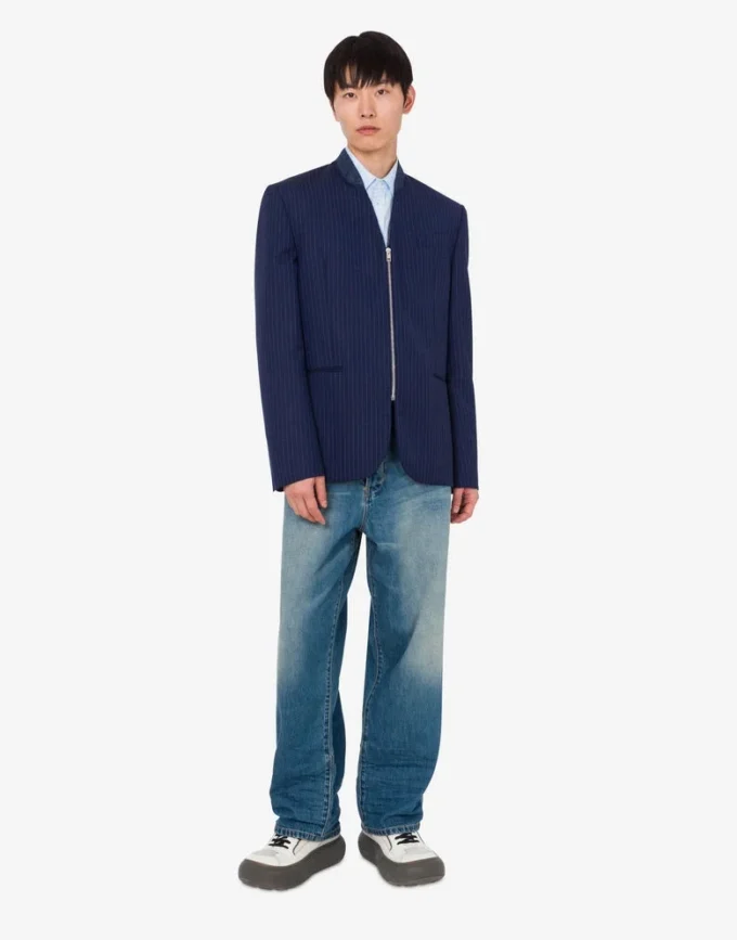 Yarn-dyed pinstriped wool jacket Yarn-dyed pinstriped wool jacket